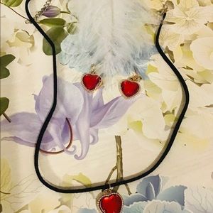 Light leather vintage heart chalky drop earring sets